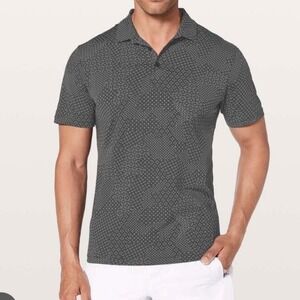 Lululemon Propel Polo Stitch Camo Ice Grey Deep Coal Mens Medium Training Lux